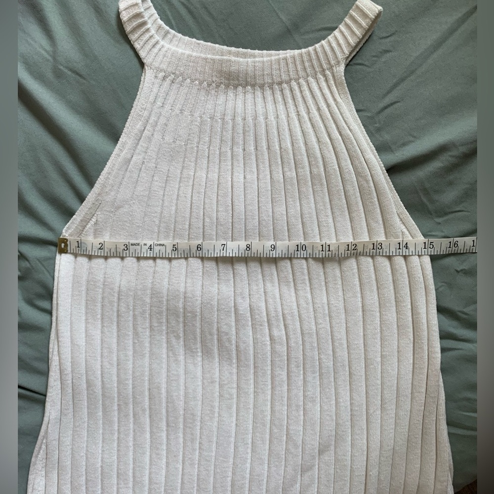 Anthropologie High Neck Ribbed Tank Off White - Picture 6 of 6
